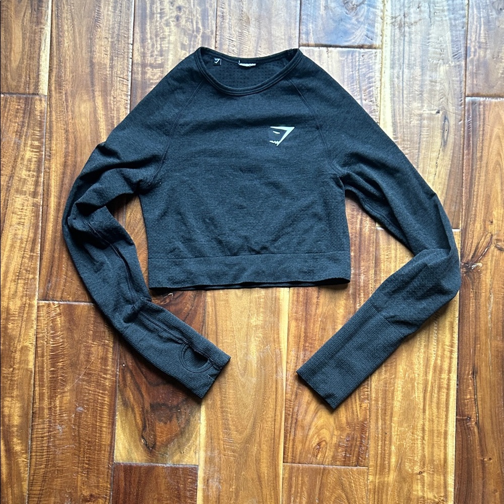 Gymshark seamless Black Long Sleeve Crop Top